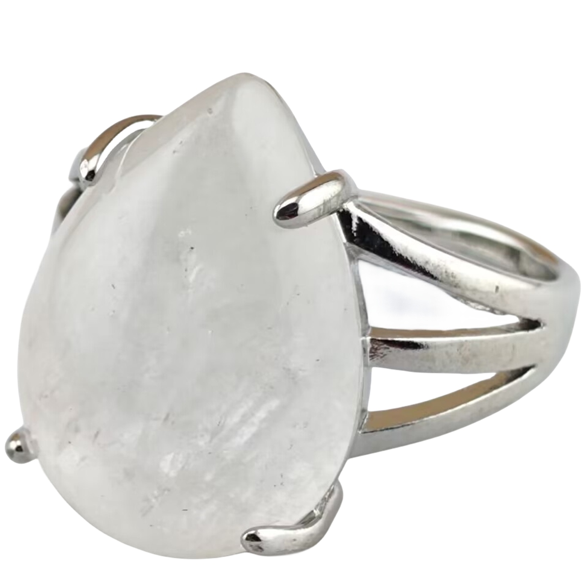 Silver Stone Rings for Women Men Adjustable 13x18MM Teardrop Gemstone Cabochons SR0185S