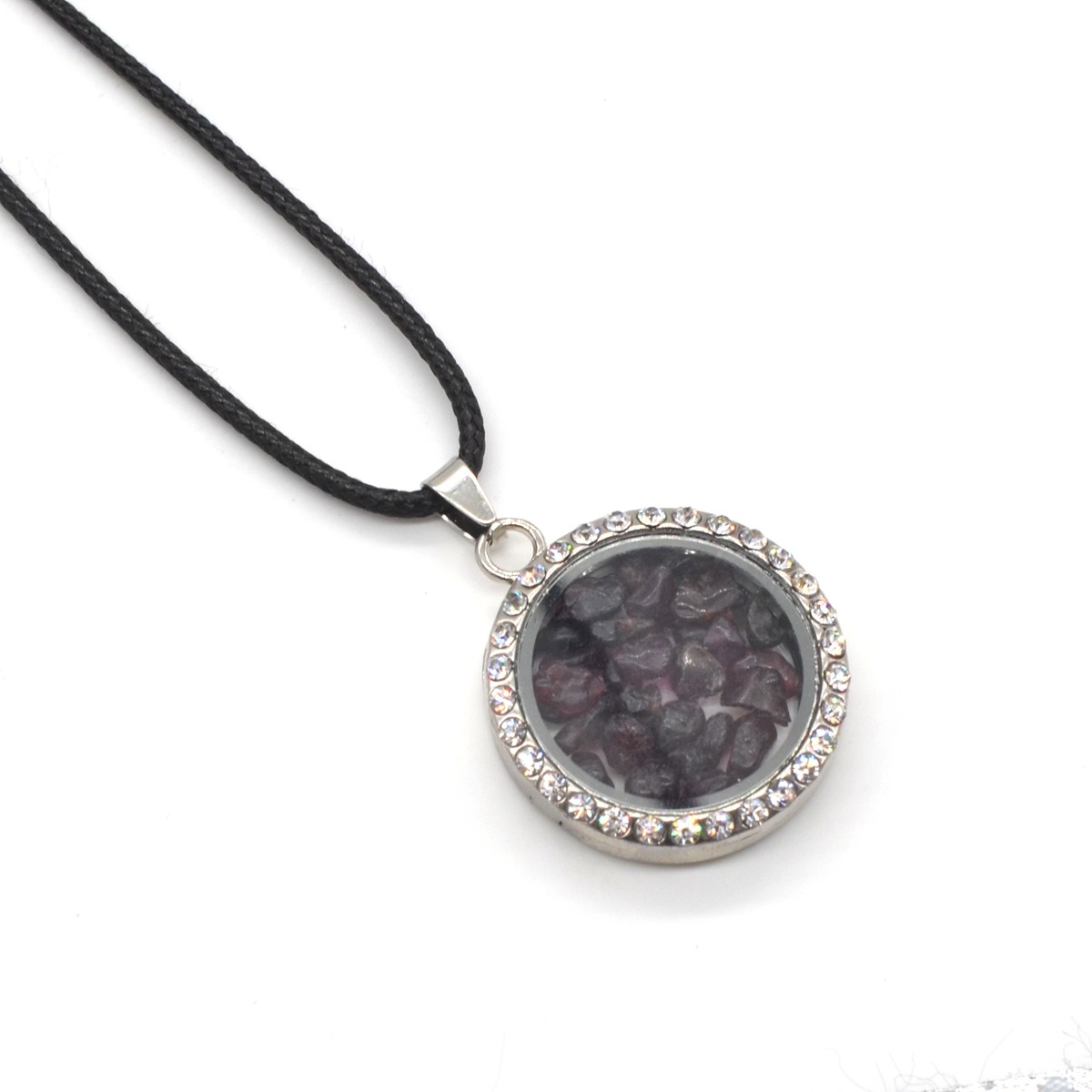 Natural Raw Gemstone 30MM Living Floating Memory Glass Locket Pendant Necklace 24" Chain