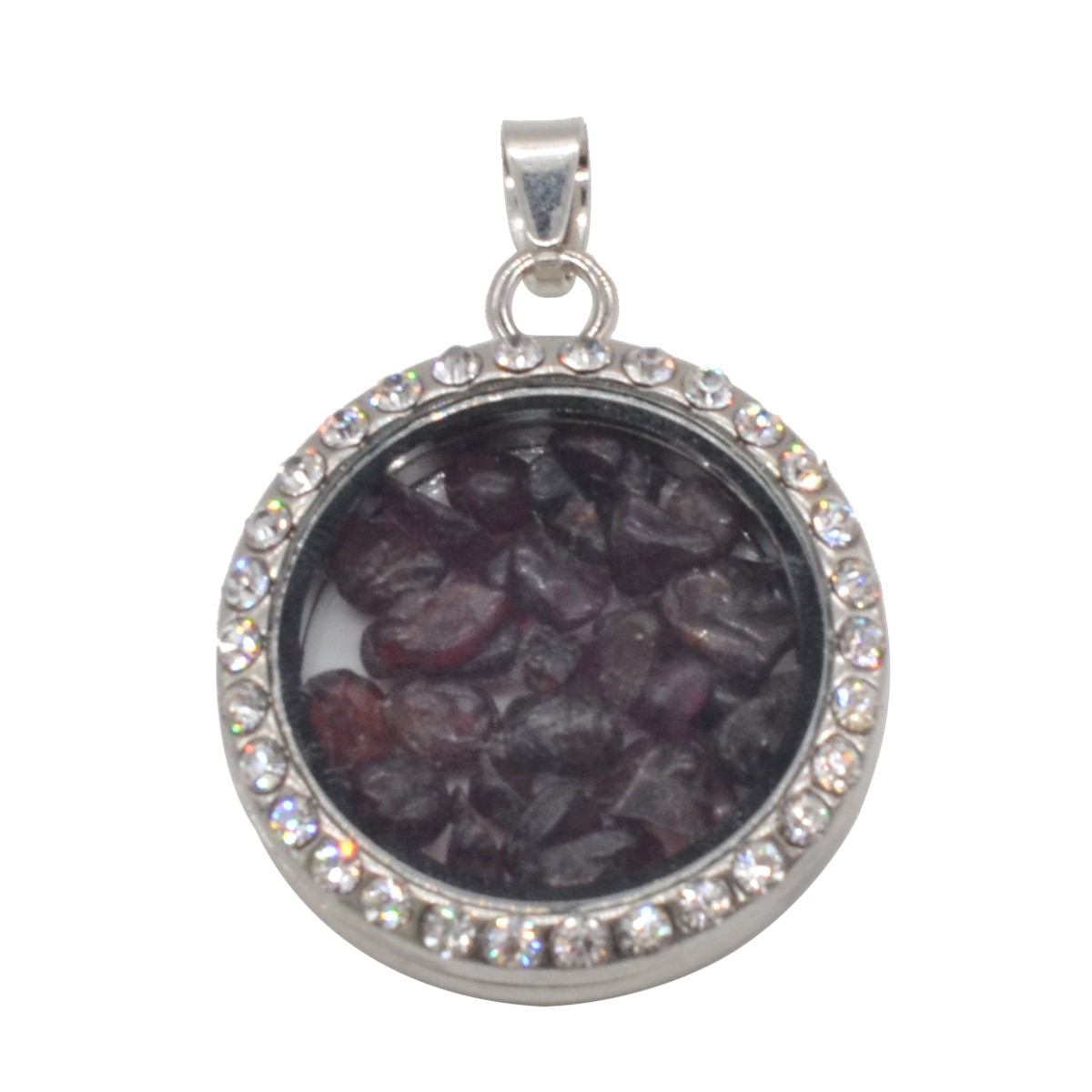 Natural Raw Gemstone 30MM Living Floating Memory Glass Locket Pendant Necklace 24" Chain