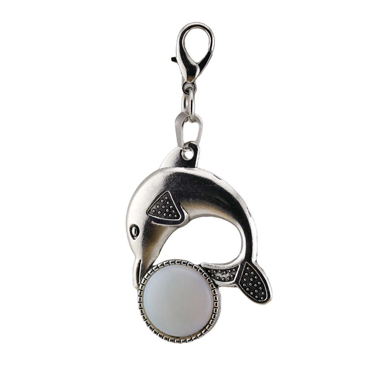 Natural Stone Dolphin Charm Pendant Dangle Charms with Lobster Clasps