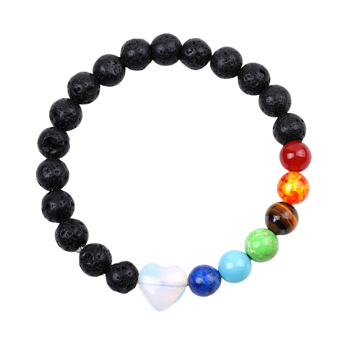 Healing Chakra Heart Stone Bracelet 8mm Beads Stretch Bangle Jewelry for Women