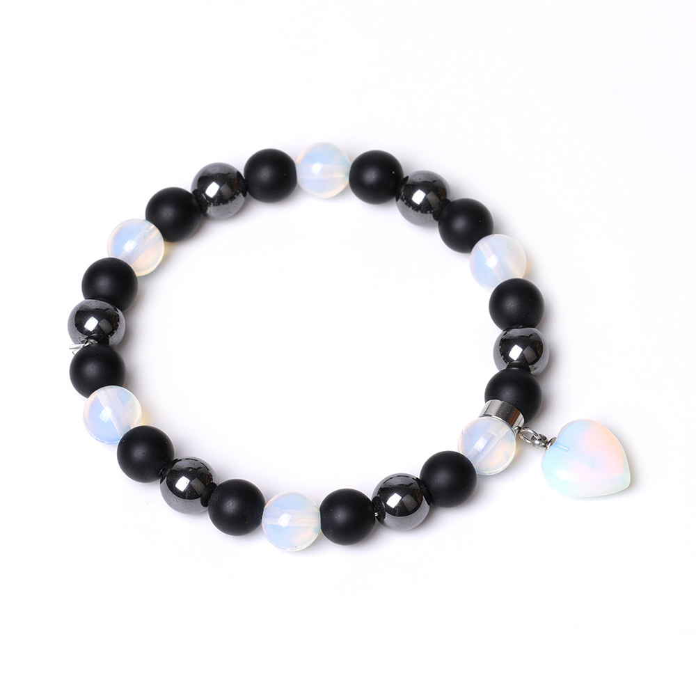 Healing Chakra Heart Stone Bracelet 8mm Beads Stretch Bangle Jewelry for Women