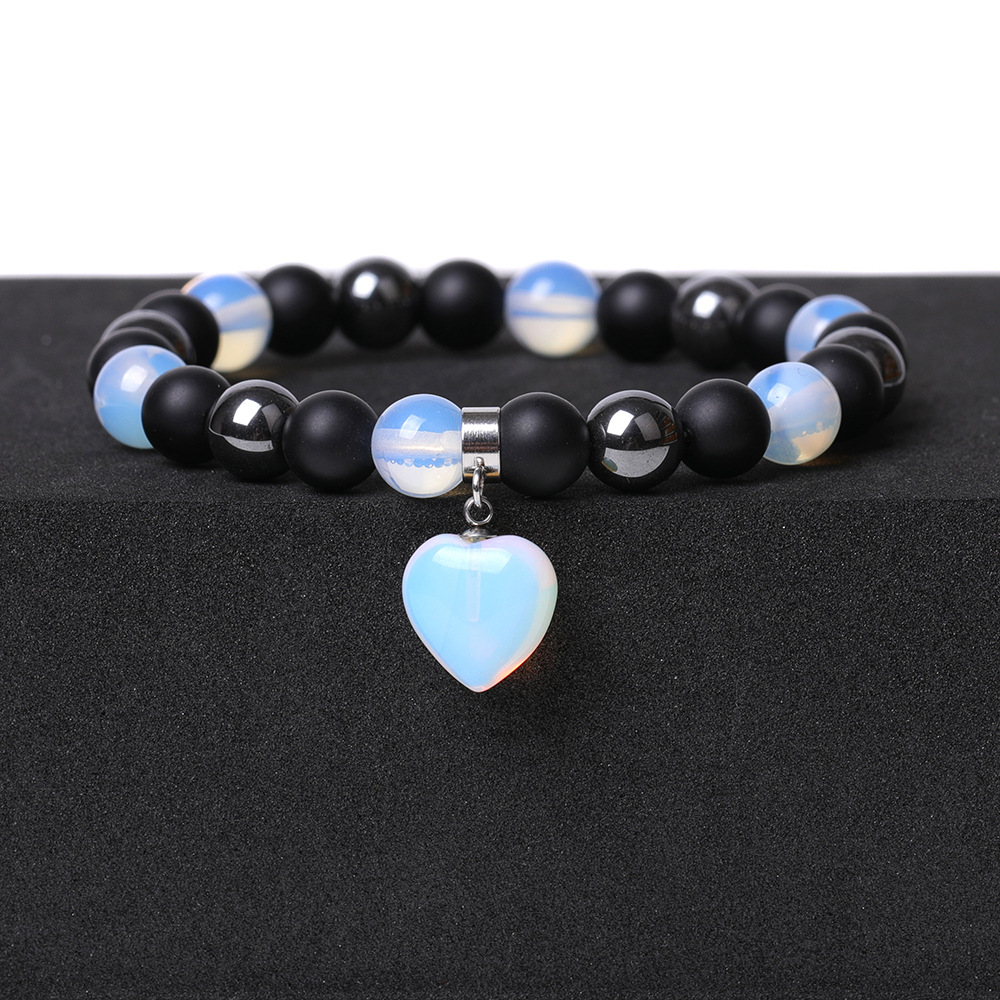 Healing Chakra Heart Stone Bracelet 8mm Beads Stretch Bangle Jewelry for Women