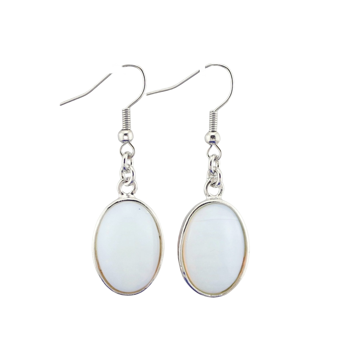 Oval Stone Charms Dangle & Drop Earrings for Women Girls Wrapped Silver Brass 