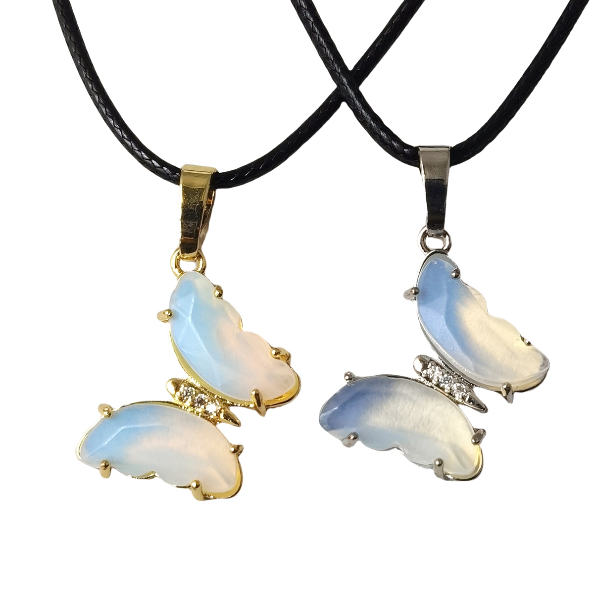 Natural Gemstone Butterfly Pendant Necklace with 45cm Black Cord SN1630-45F01