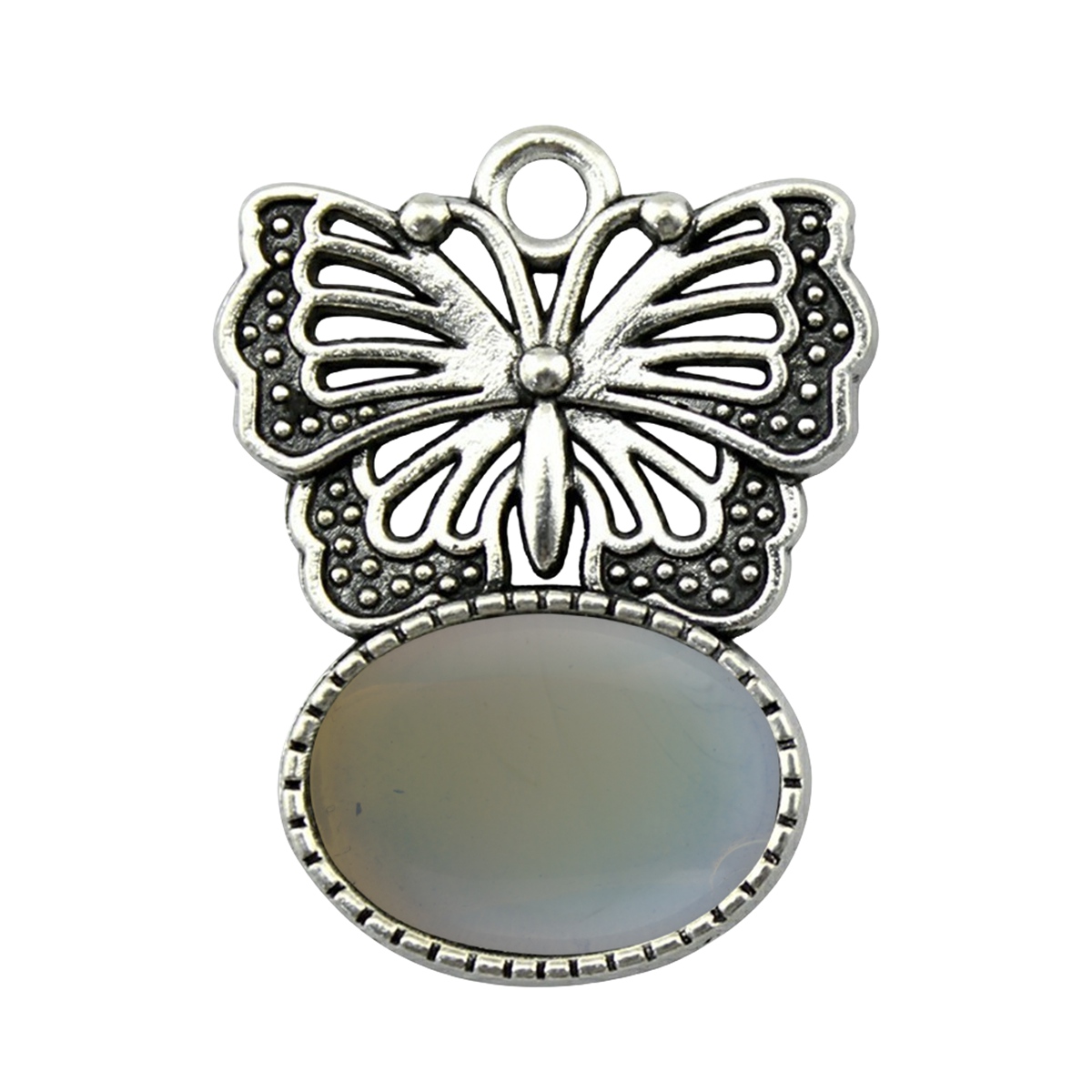 Silver Alloy Butterfly Gemstone Pendant for Making Jewelry with13x18MM Stone Cabs Steering wheel