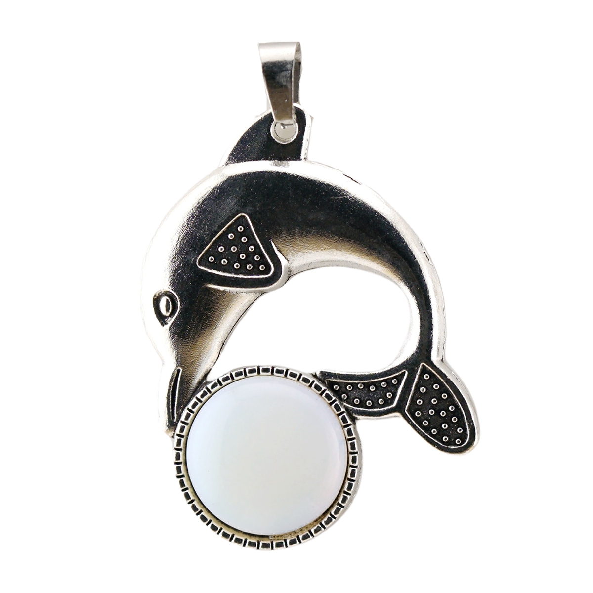 Silver Alloy Dolphin Gemstone Pendant for Jewelry Making Necklace Earrings