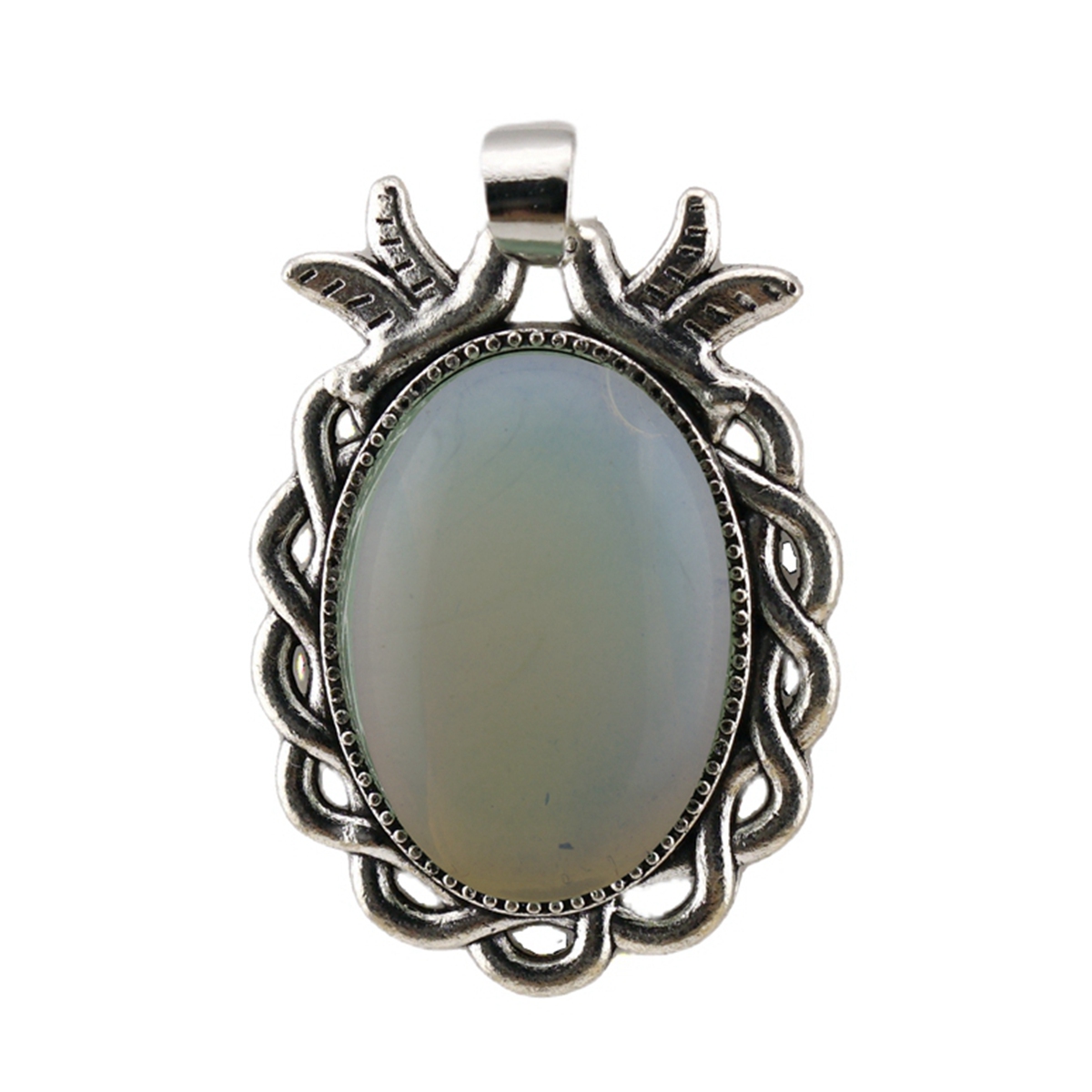 Natural Gemstone Pendant for Making Jewelry with 18x25MM Stone Cabs  Silver Alloy Accessories