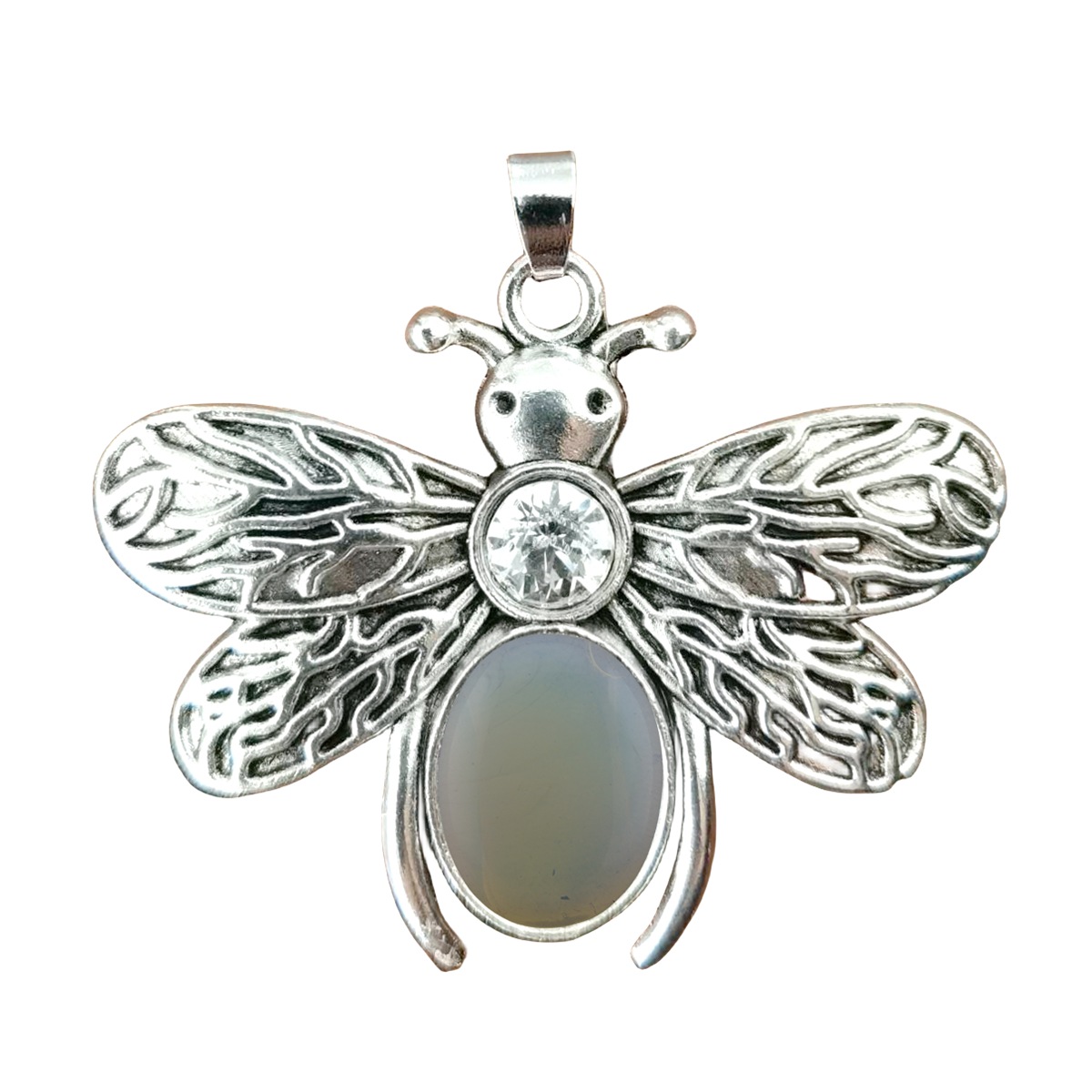 Silver Bee Gemstone Pendant for Making Jewelry 12x16MM Stone Cabs Animal 