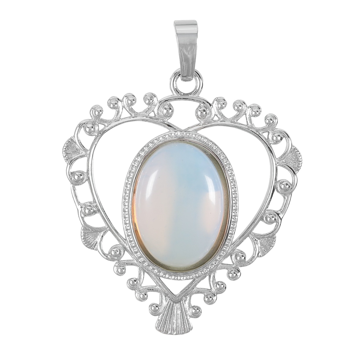 Silver Love Heart Pendant 35x46mm for Making jewelry necklace with 15x18MM natural Gemstone CABs