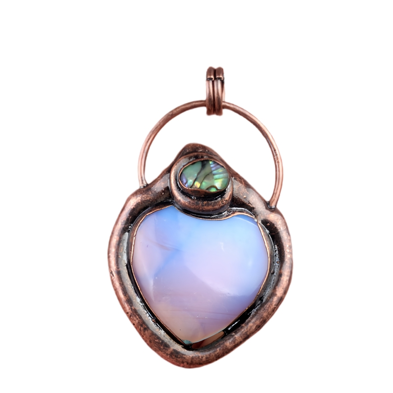 Natual Gemstone Love Heart Retro Red Copper Stone Pendant Necklace  45CM Black Cord 