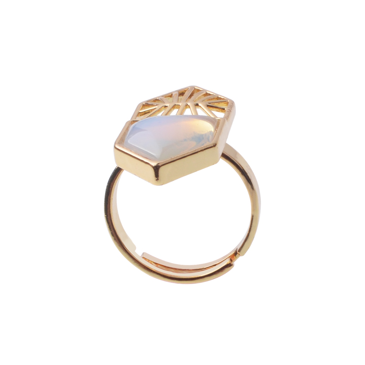 Gold Shield Gemstone Ring for Women Men 