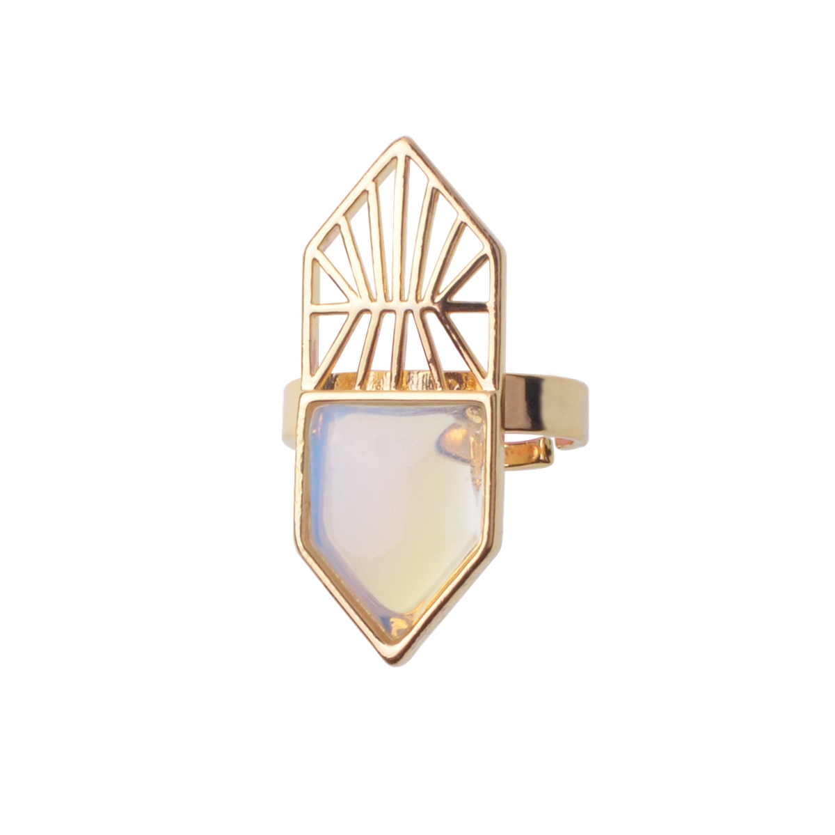 Gold Shield Gemstone Ring for Women Men 