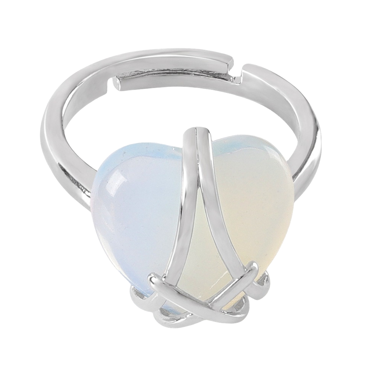 Silver Barbie Castle Heart Stone Rings for Women Men Adjustable  SR0143S