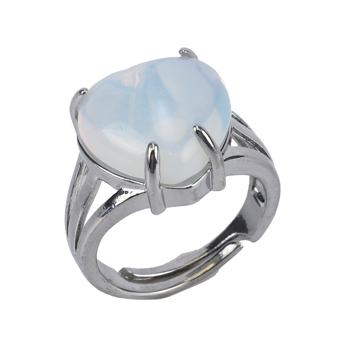 Silver Heart Stone Rings for Women Men Adjustable  SR0144S
