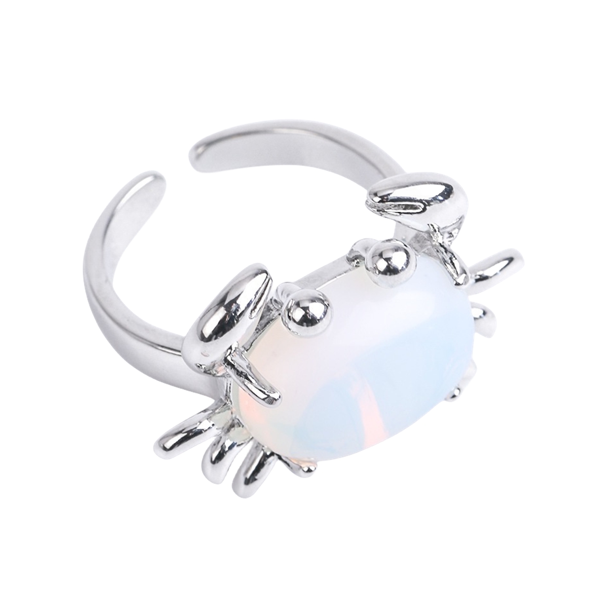 Silver Crab Stone Rings for Women Men Adjustable SR0146S