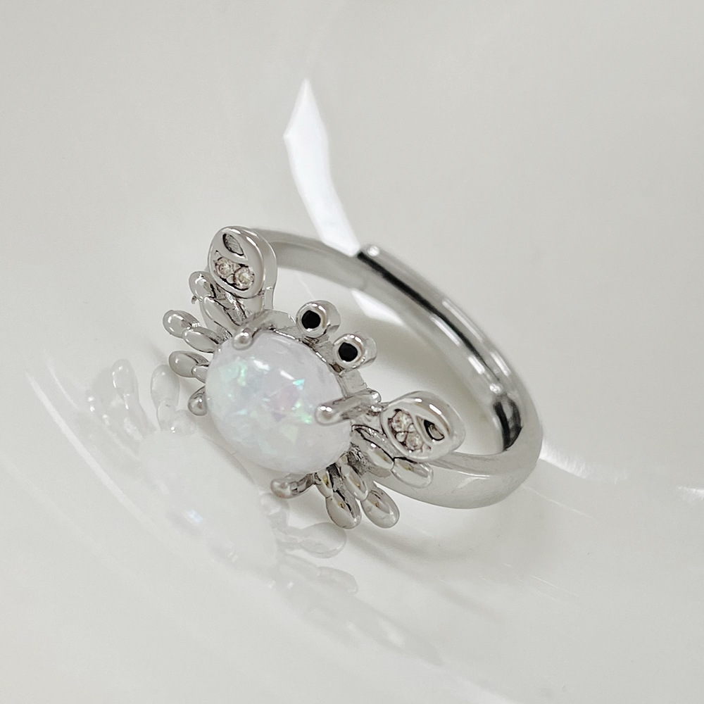 Silver Crab Stone Rings for Women Men Adjustable  SR0147S