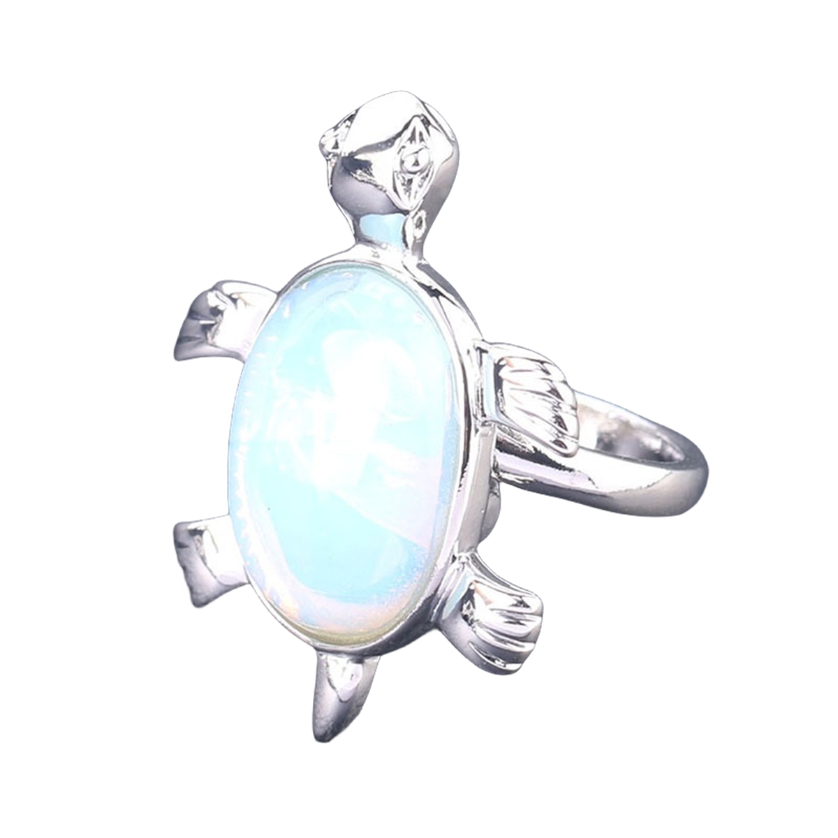Silver Turtle & Tortoise Stone Rings for Women Men Adjustable  SR0148S