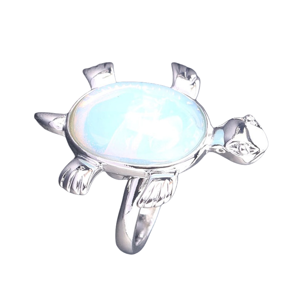 Silver Turtle & Tortoise Stone Rings for Women Men Adjustable  SR0148S
