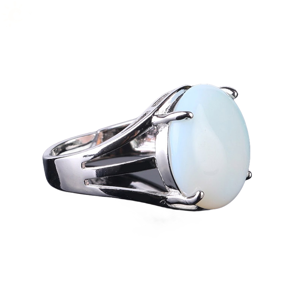Silver 16MM CAB Stone Rings for Women Men Adjustable  SR0152S