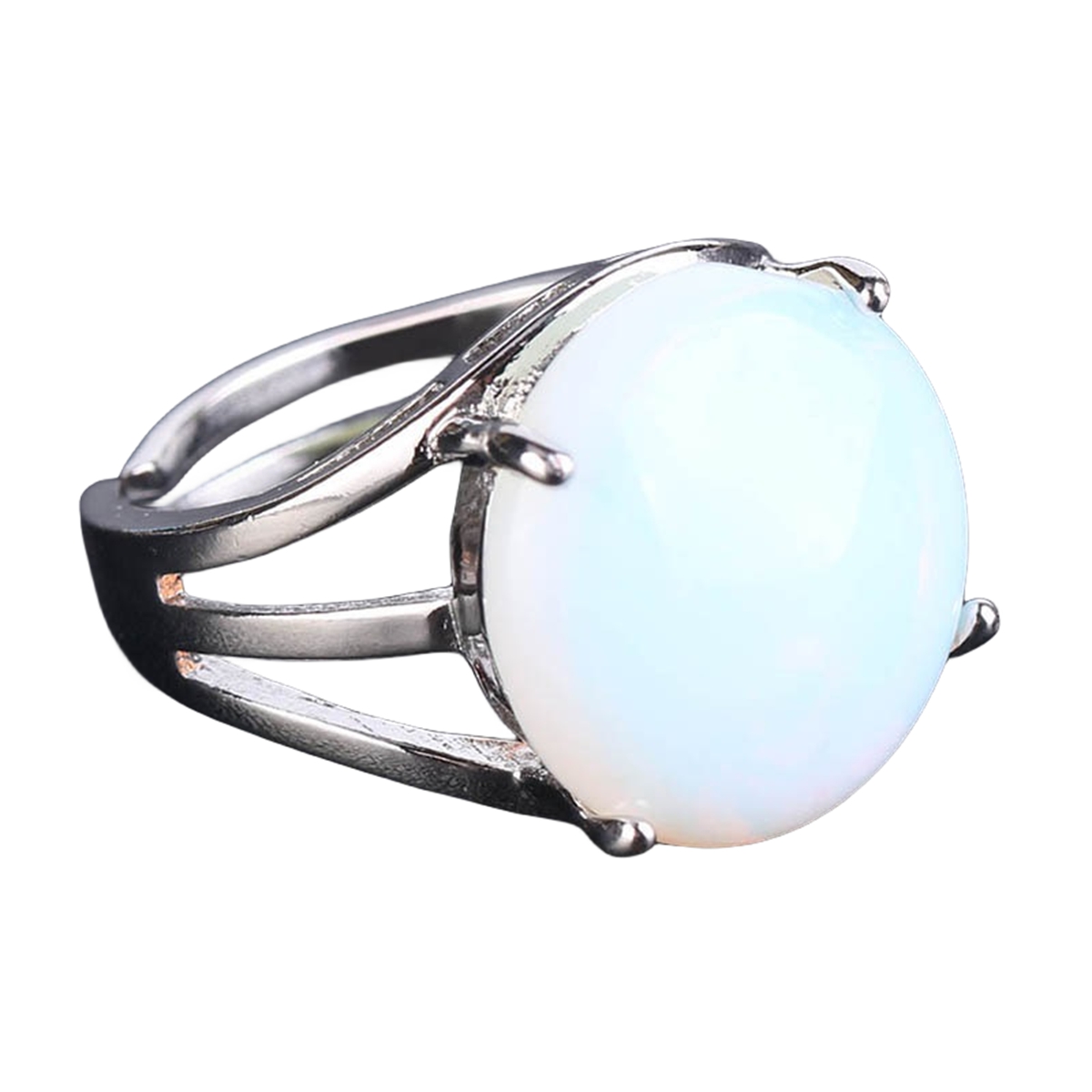 Silver 16MM CAB Stone Rings for Women Men Adjustable SR0152S