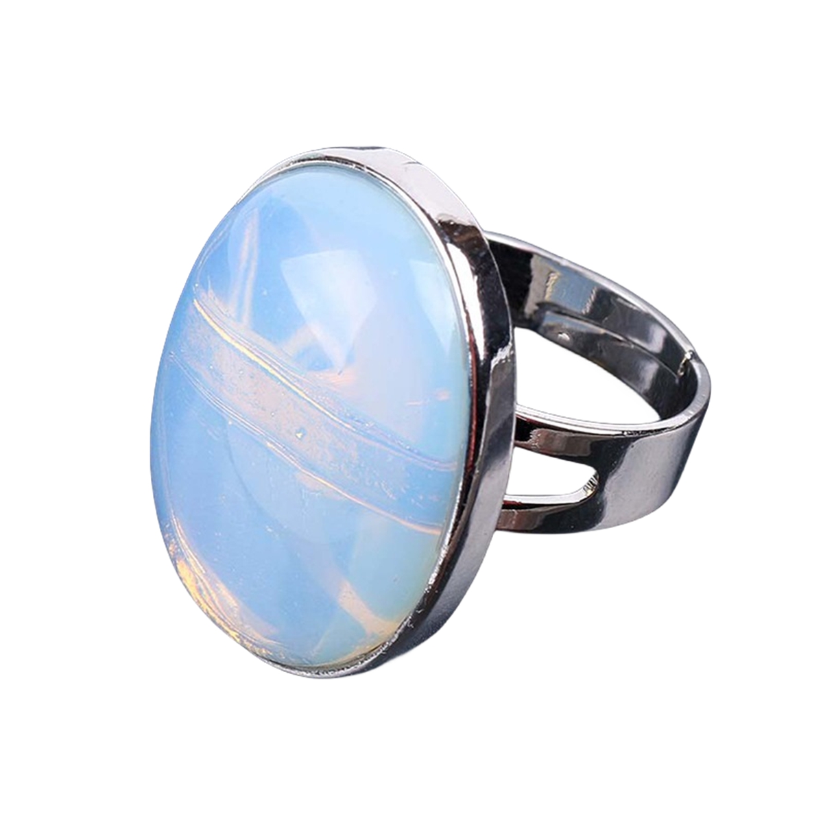 Silver Gemstone Rings for Women Men Adjustable 18x25MM Oval Gemstone CAB SR0157S 