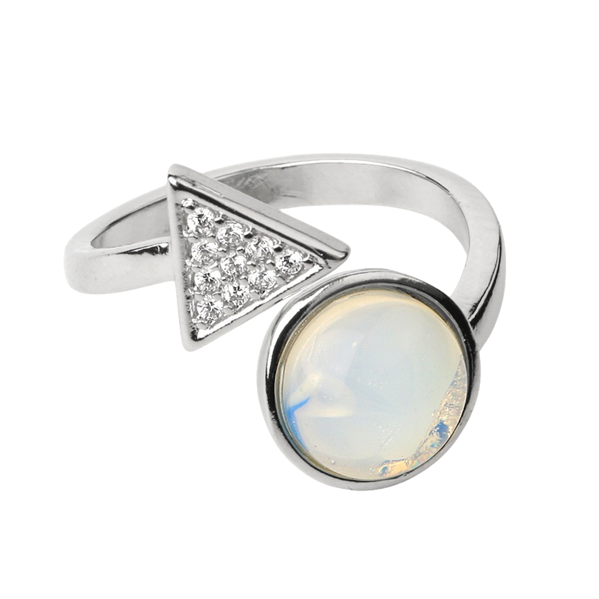 Natural Stone Triangle Rings 10MM Round Shaped Gemstone Jewelry For Women Anniversary Birthday Wedding Gift SR0159S