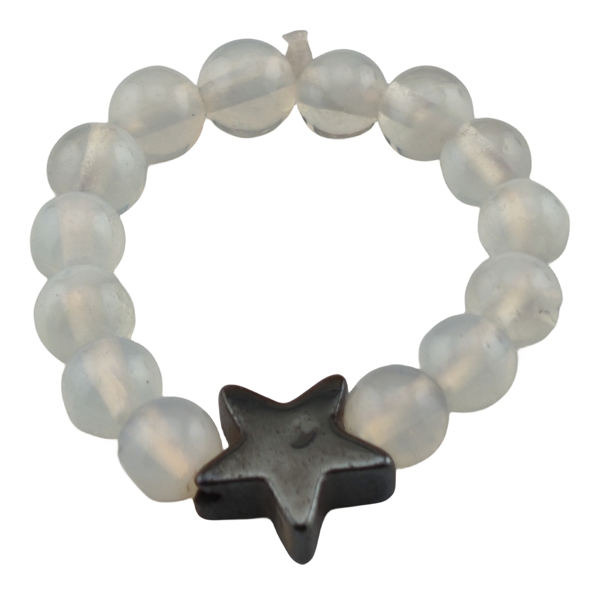 Natural Stone 4MM Round Beads Hematite Stars Stretch Rings SR0169B