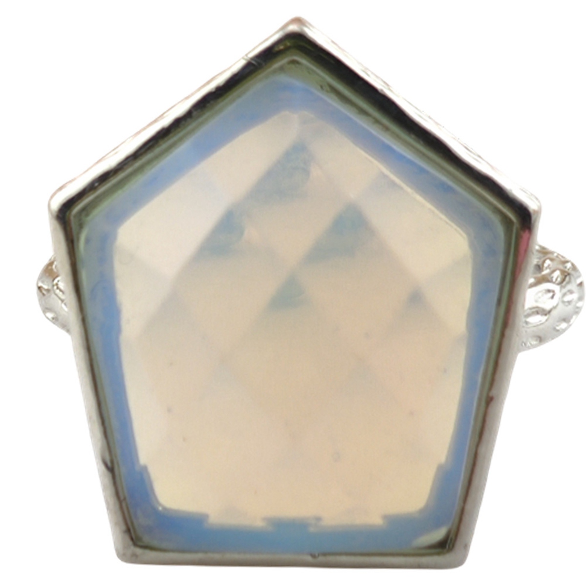 Adjustable Silver Stone Rings 15X18MM Faceted Pentagon Gemstone Cabochon SR0182S