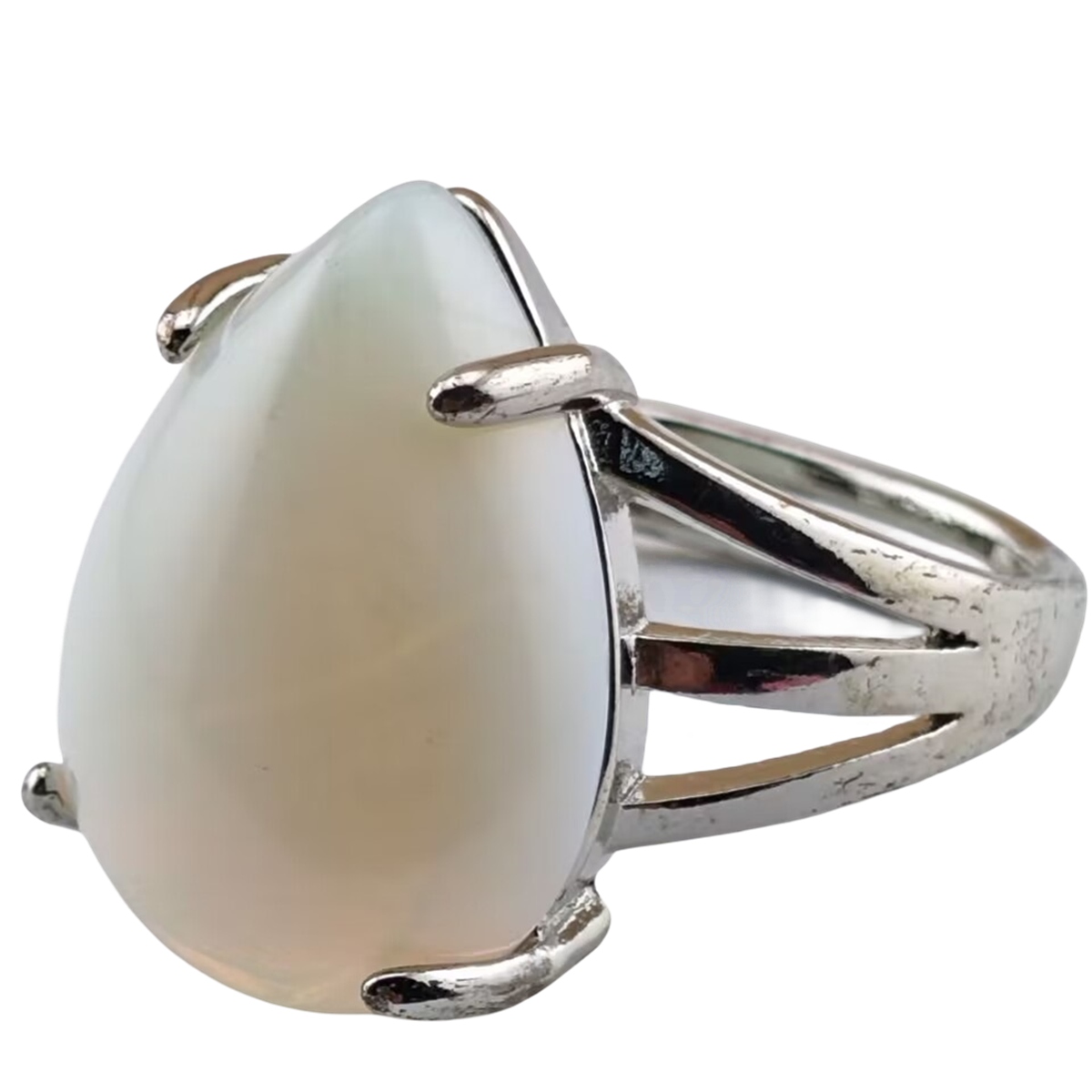 Silver Stone Rings for Women Men Adjustable 13x18MM Teardrop Gemstone Cabochons SR0185S