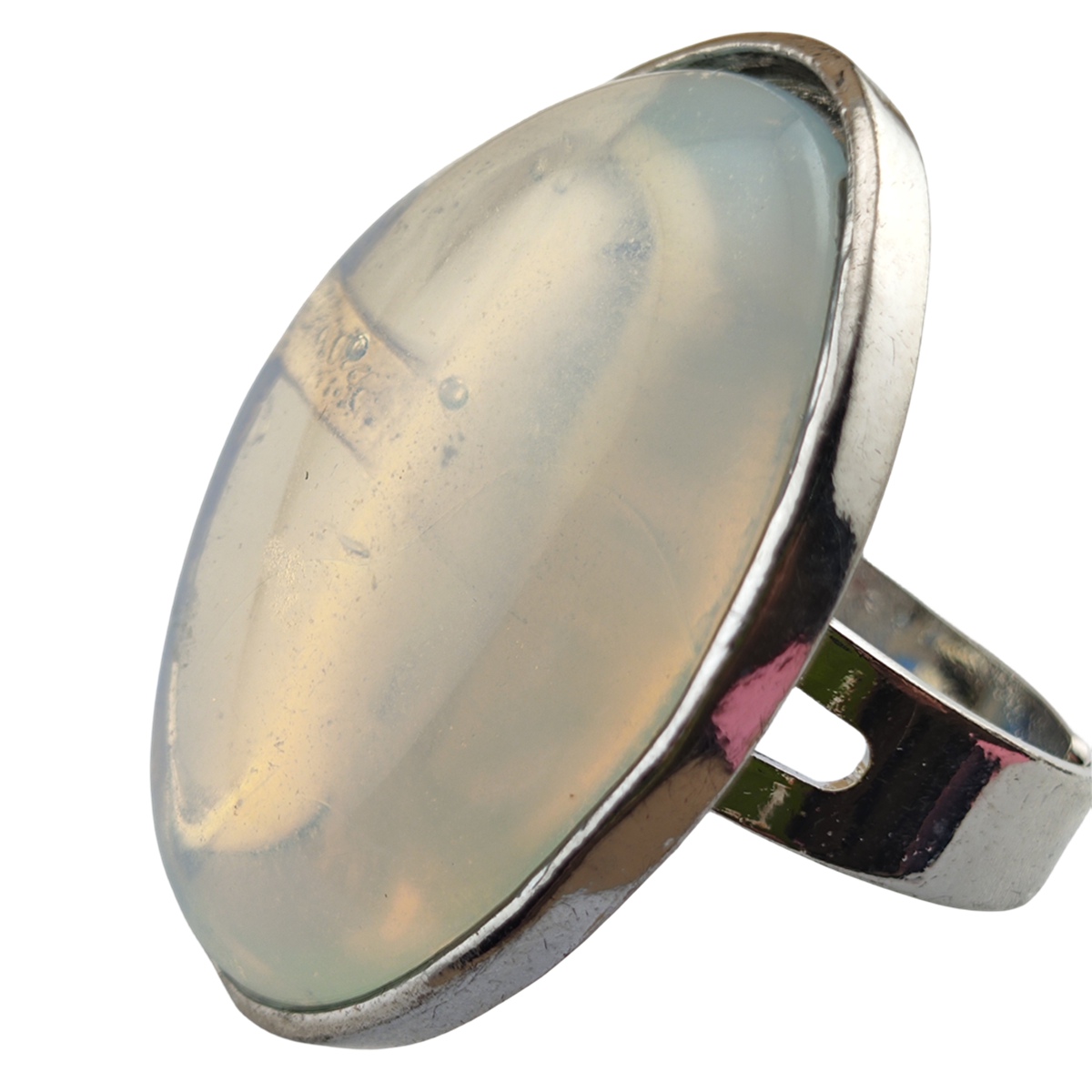 Silver Women Stone Rings Adjustable 25X30MM Gemstone Cabochons SR0188S