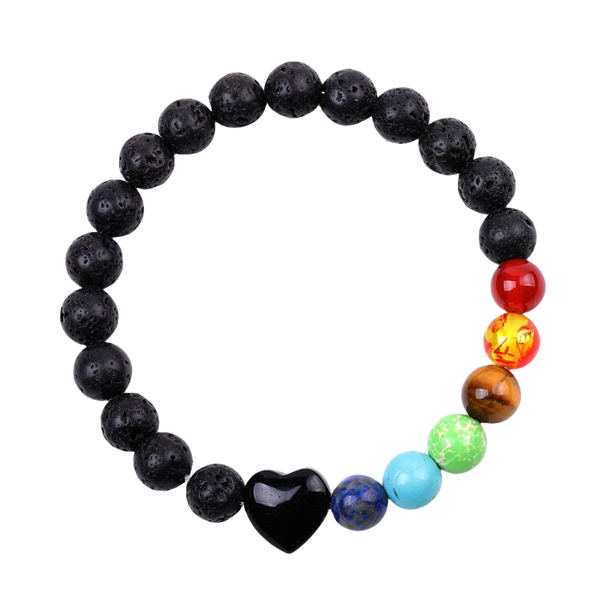 Healing Chakra Heart Stone Bracelet 8mm Beads Stretch Bangle Jewelry for Women