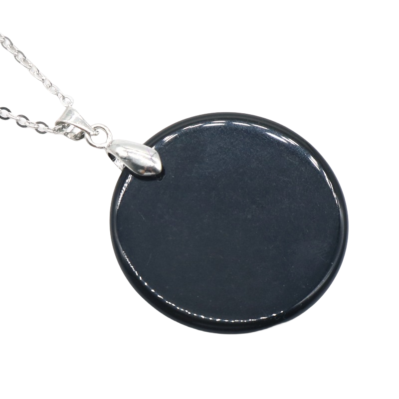 Round Disc Gemstone Pendant Necklace 30MM Healing Chakra Lucky Donut Coin Circle SN1453