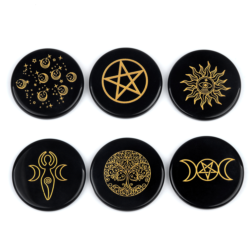 D55X7MM Black Obsidian Coasters Cup Mat Decor Slices