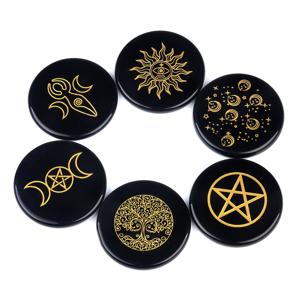 D55X7MM Black Obsidian Coasters Cup Mat Decor Slices