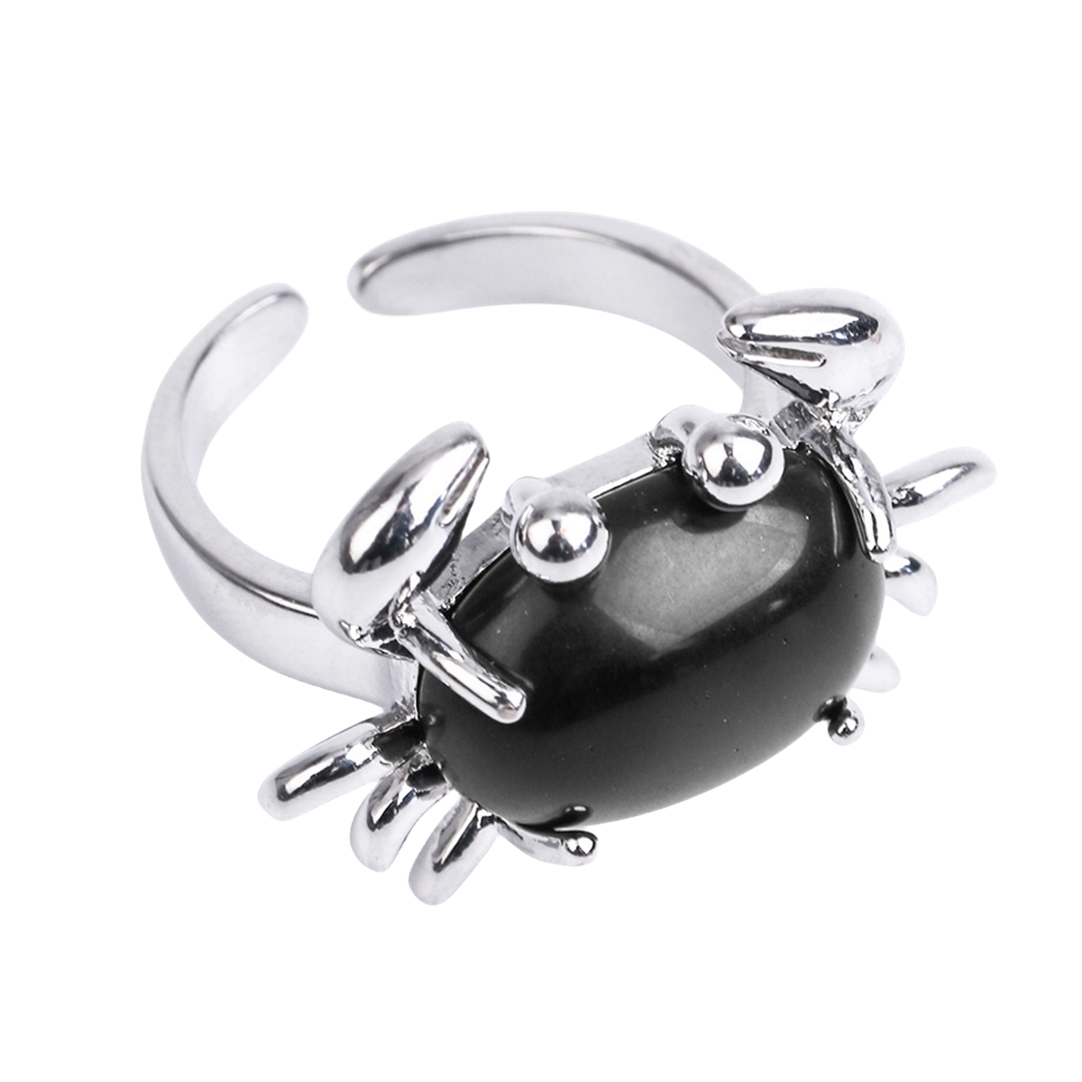 Silver Crab Stone Rings for Women Men Adjustable SR0146S