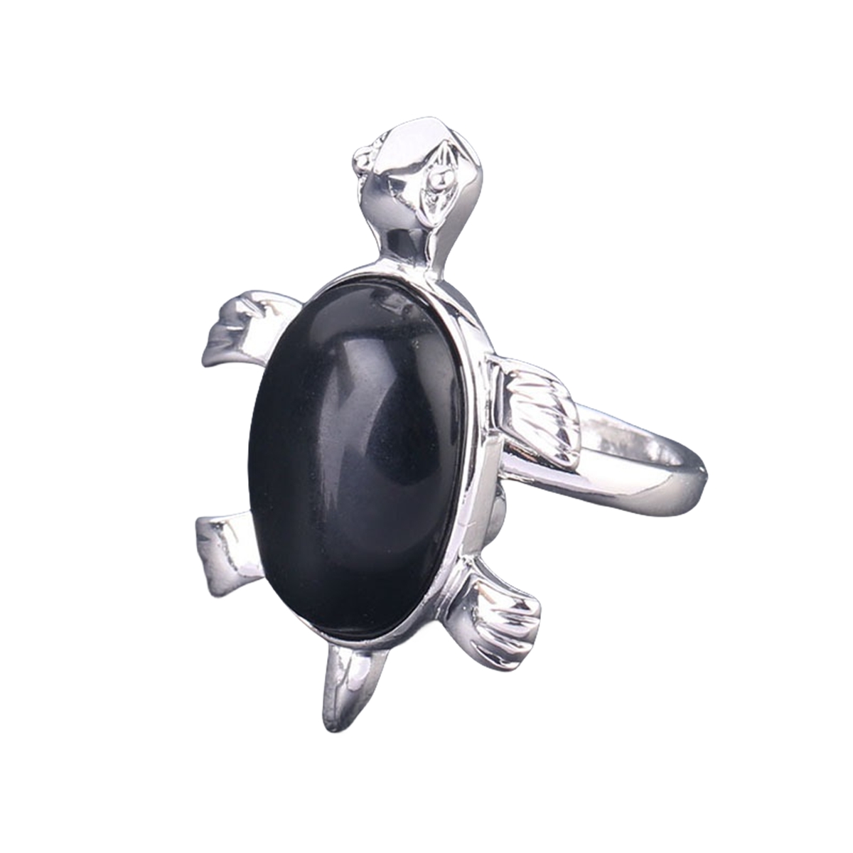 Silver Turtle & Tortoise Stone Rings for Women Men Adjustable  SR0148S