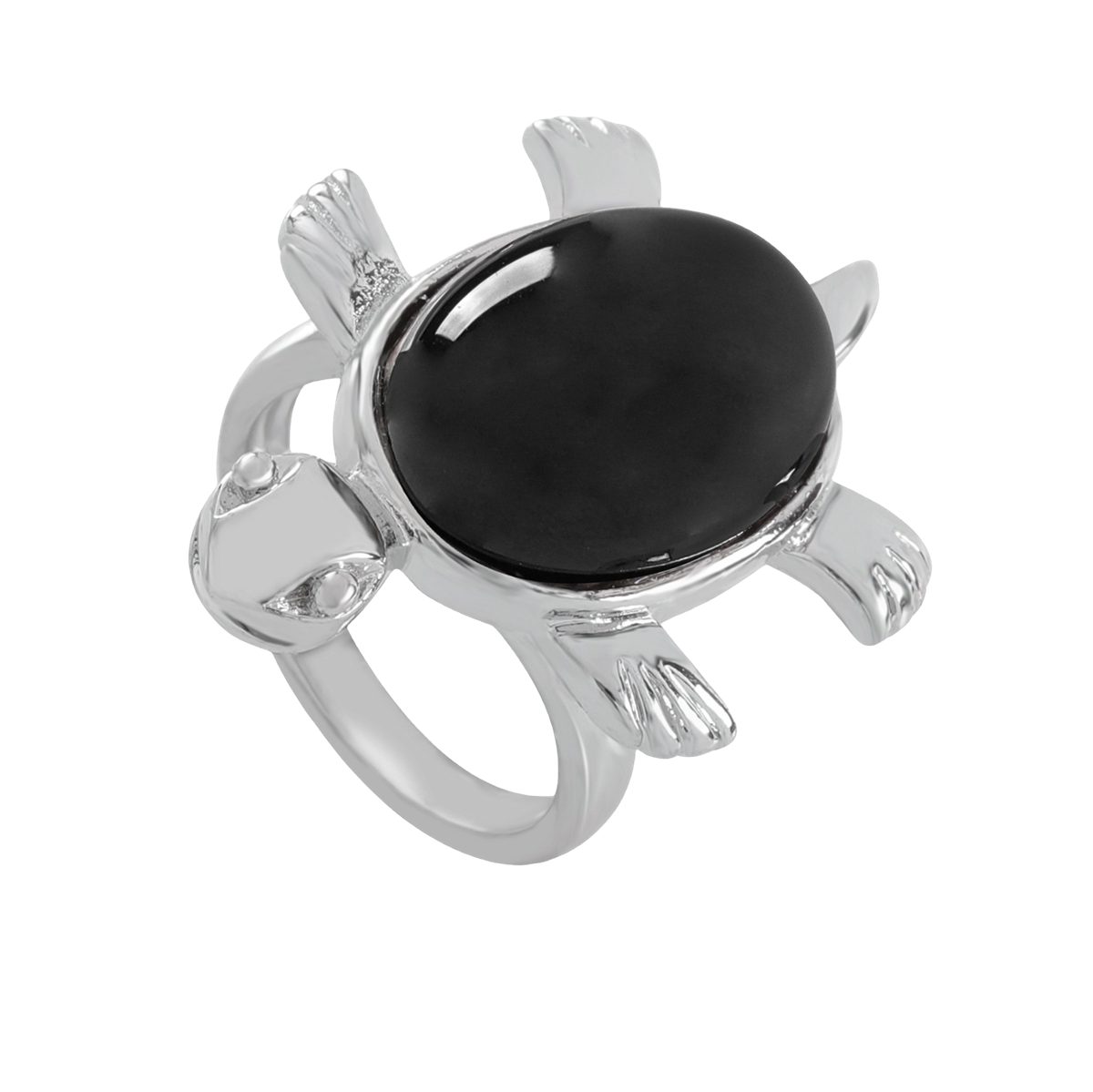 Silver Turtle & Tortoise Stone Rings for Women Men Adjustable  SR0148S
