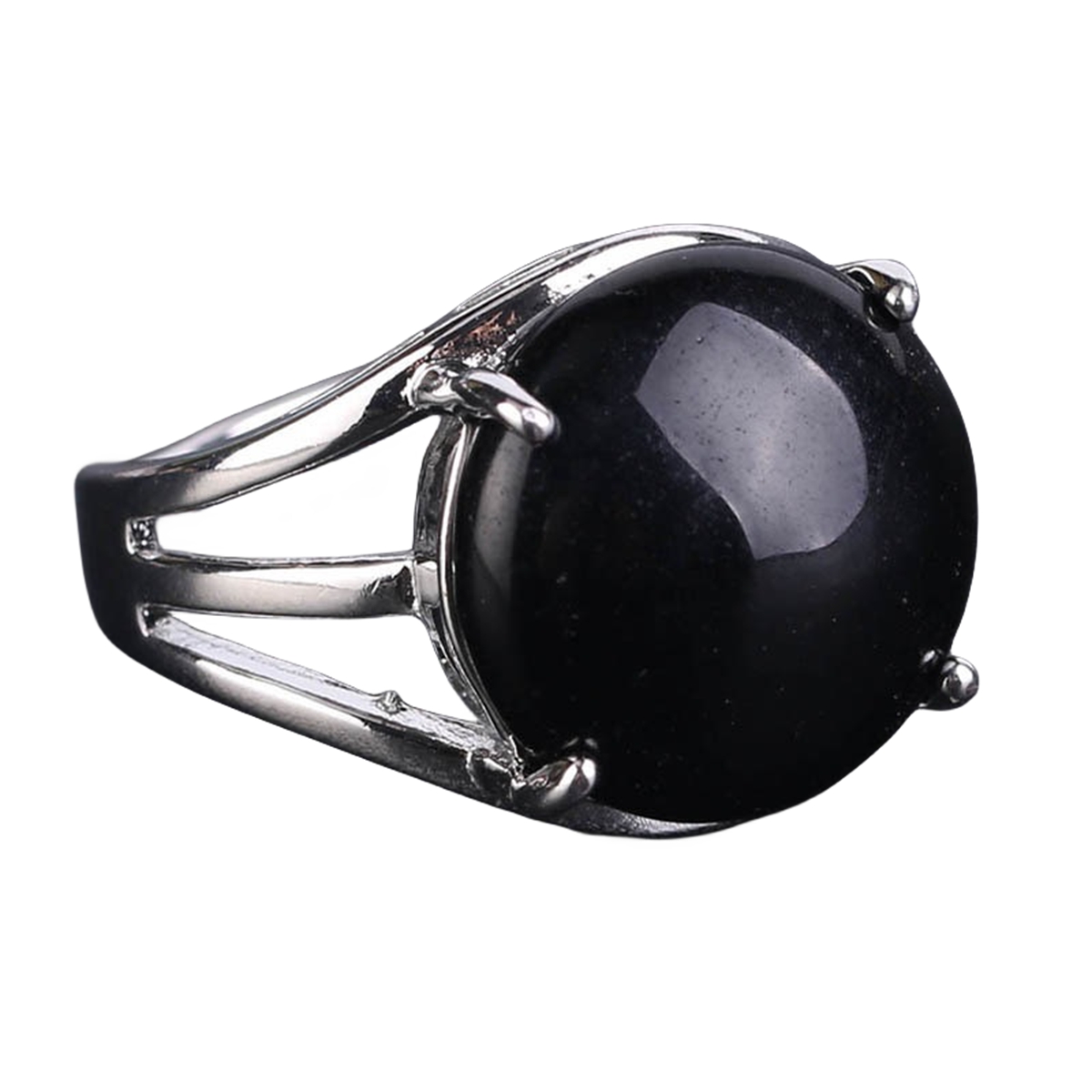 Silver 16MM CAB Stone Rings for Women Men Adjustable SR0152S