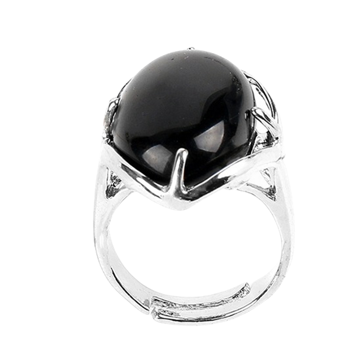 Silver Stone Rings for Women Men Adjustable 18x25MM Oval Gemstone CAB SR0156S 