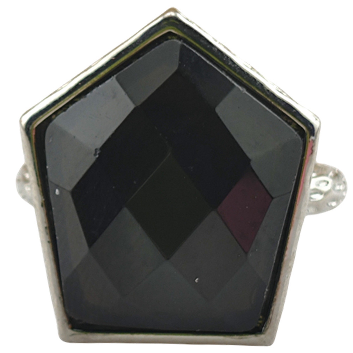 Adjustable Silver Stone Rings 15X18MM Faceted Pentagon Gemstone Cabochon SR0182S