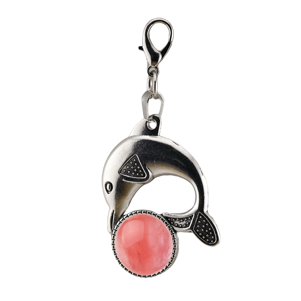 Natural Stone Dolphin Charm Pendant Dangle Charms with Lobster Clasps