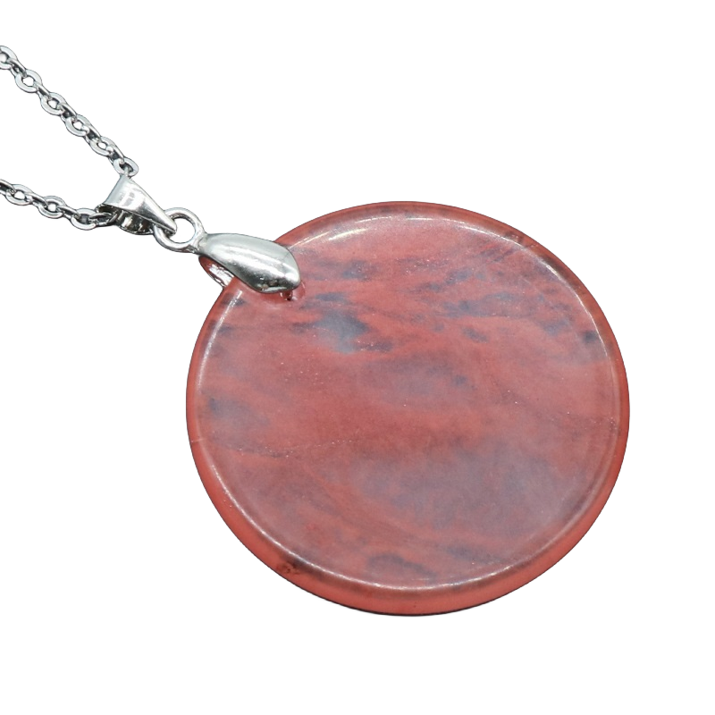 Round Disc Gemstone Pendant Necklace 30MM Healing Chakra Lucky Donut Coin Circle SN1453