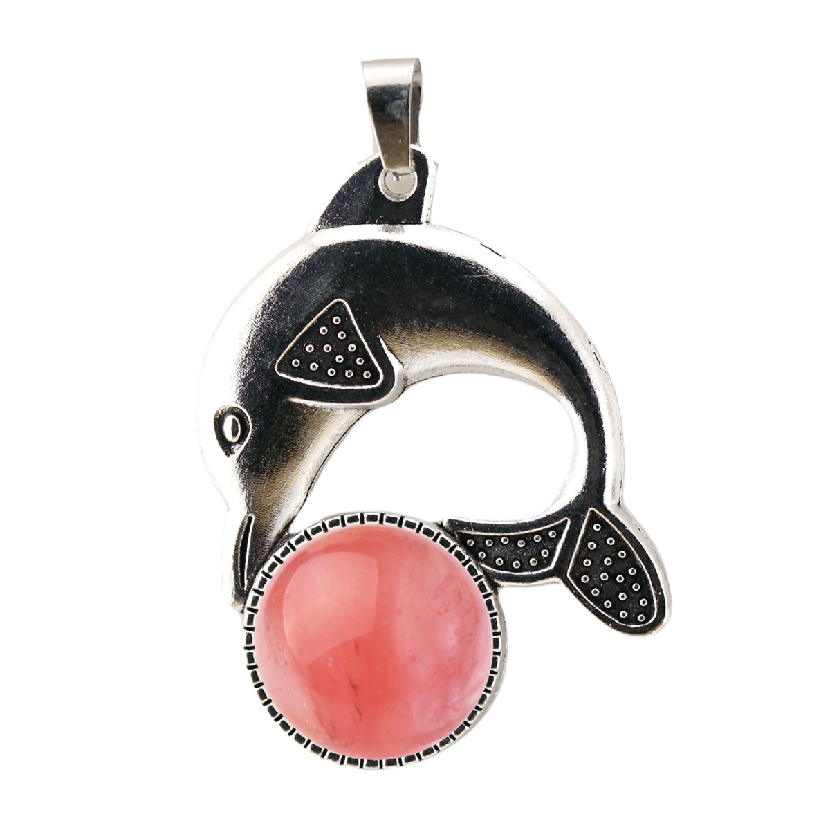 Silver Alloy Dolphin Gemstone Pendant for Jewelry Making Necklace Earrings