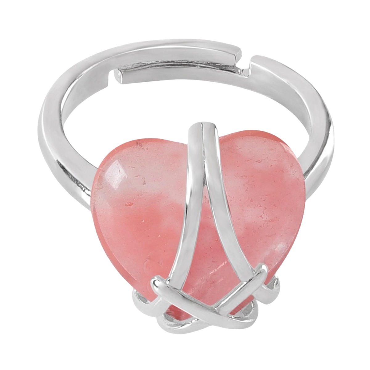 Silver Barbie Castle Heart Stone Rings for Women Men Adjustable  SR0143S