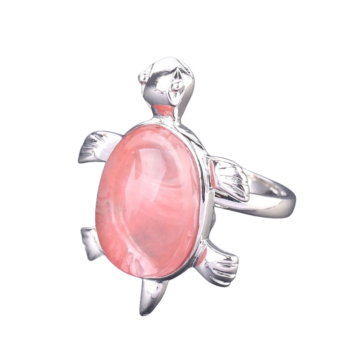 Silver Turtle & Tortoise Stone Rings for Women Men Adjustable  SR0148S