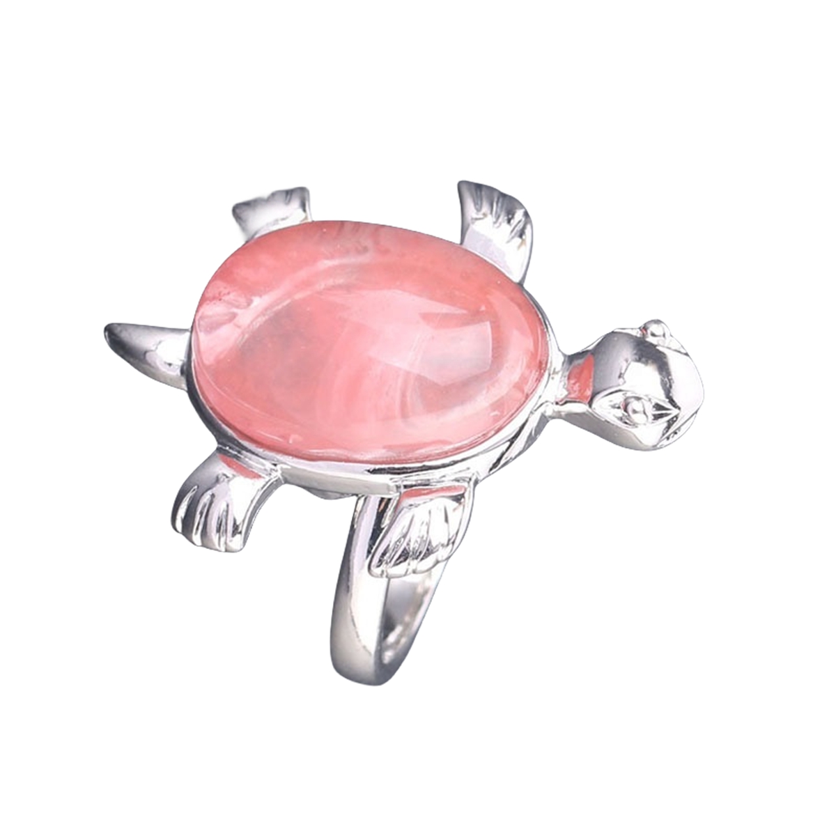 Silver Turtle & Tortoise Stone Rings for Women Men Adjustable  SR0148S