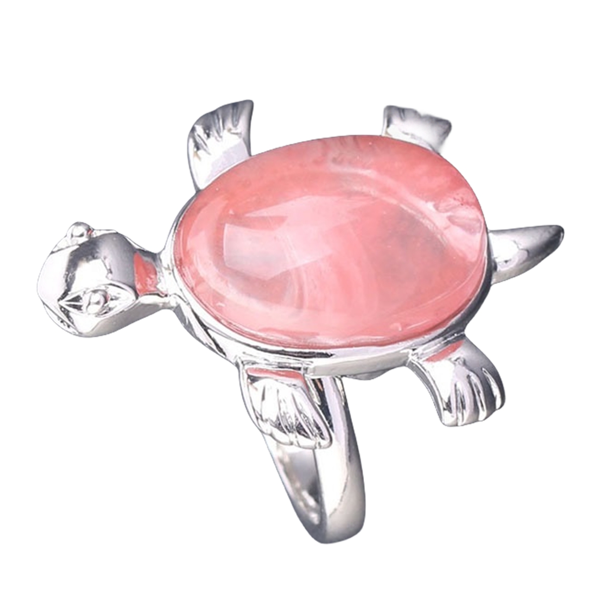 Silver Turtle & Tortoise Stone Rings for Women Men Adjustable  SR0148S