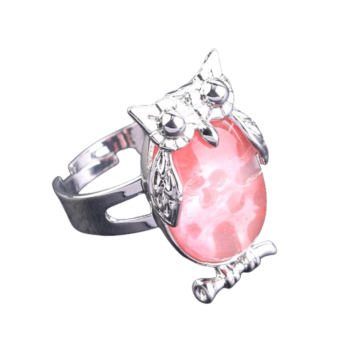 Silver Owl Stone Rings for Women Men Adjustable SR0151S