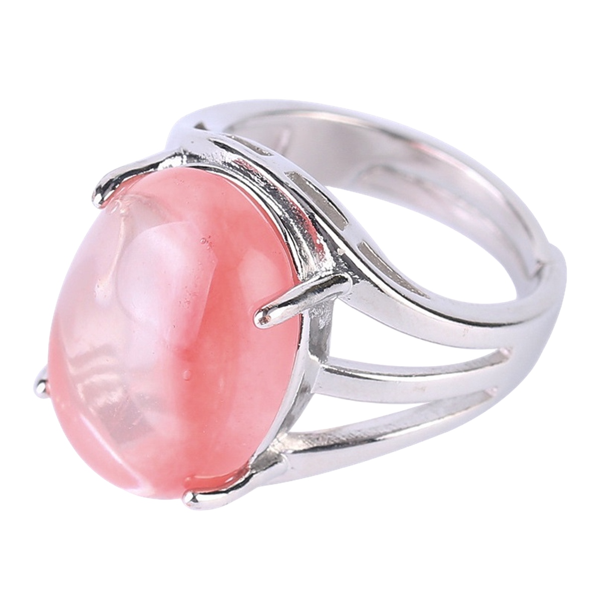 Silver Stone Rings for Women Men Adjustable  SR0154S 13X18MM Gemstone CAB